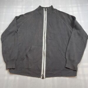 Tapout Vintage Men's Large Gray Full Zip Ribbed Knit Mock Neck Sweater Jacket